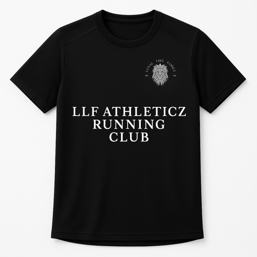 Schwarzes LLF ATHLETICZ Running Club Performance T-Shirt mit weißem Print.